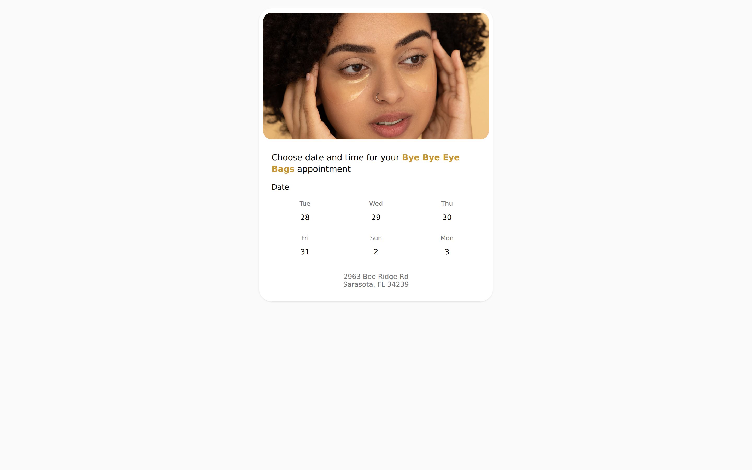 Medical spa booking landing page